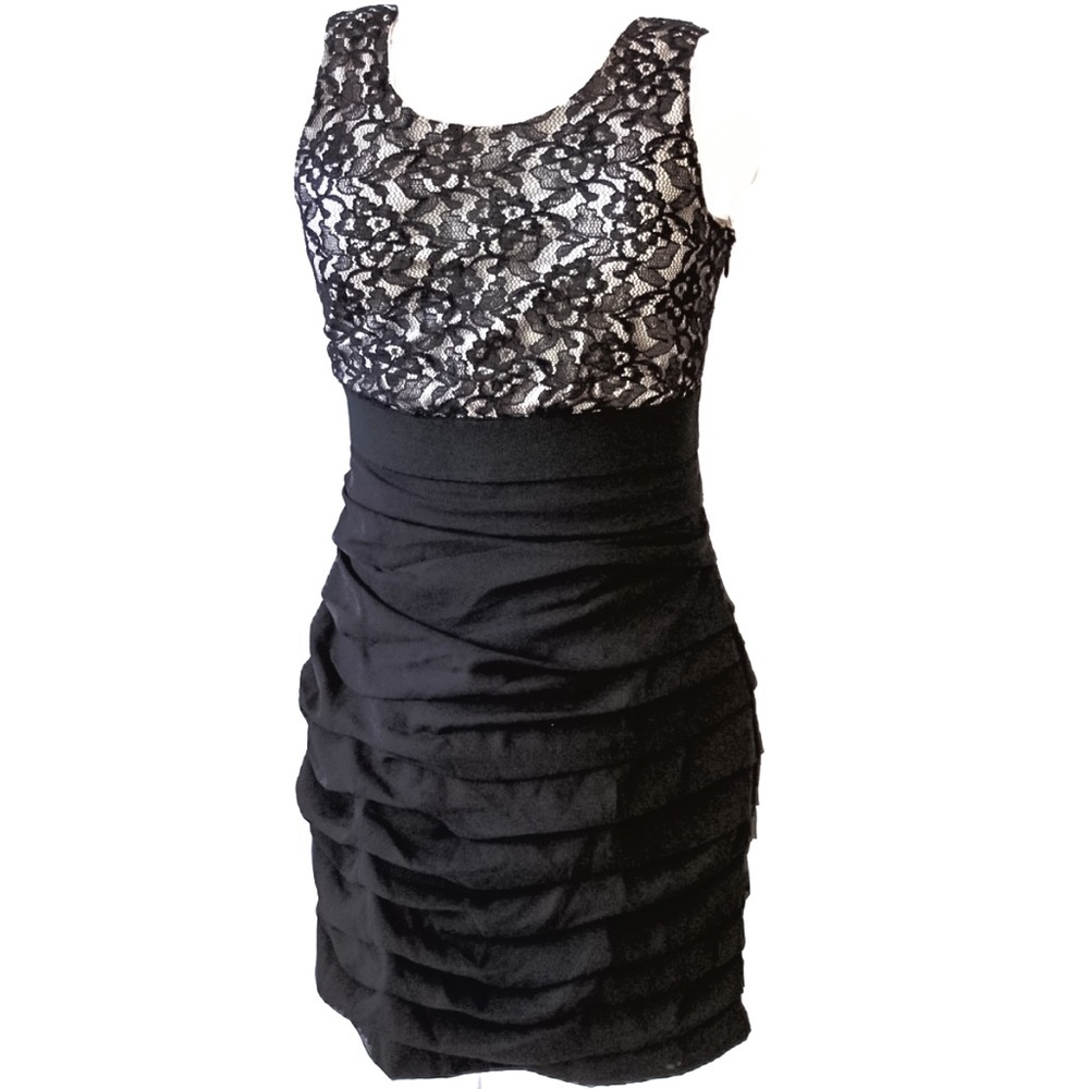 Express Women's 4 Lace & Satin A-Line Cocktail/Party Dress - Black